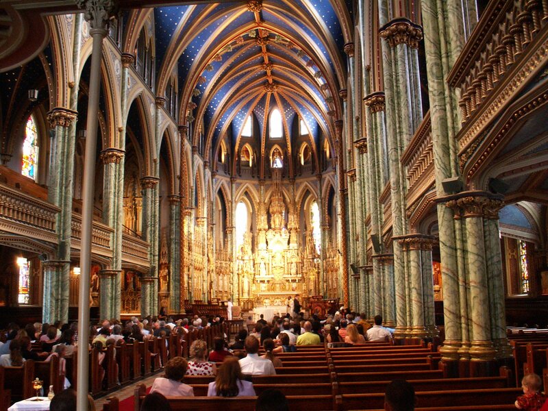Cathedral interior with congregation