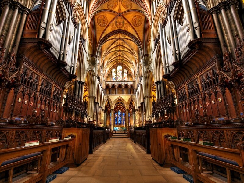 Cathedral interior with organ