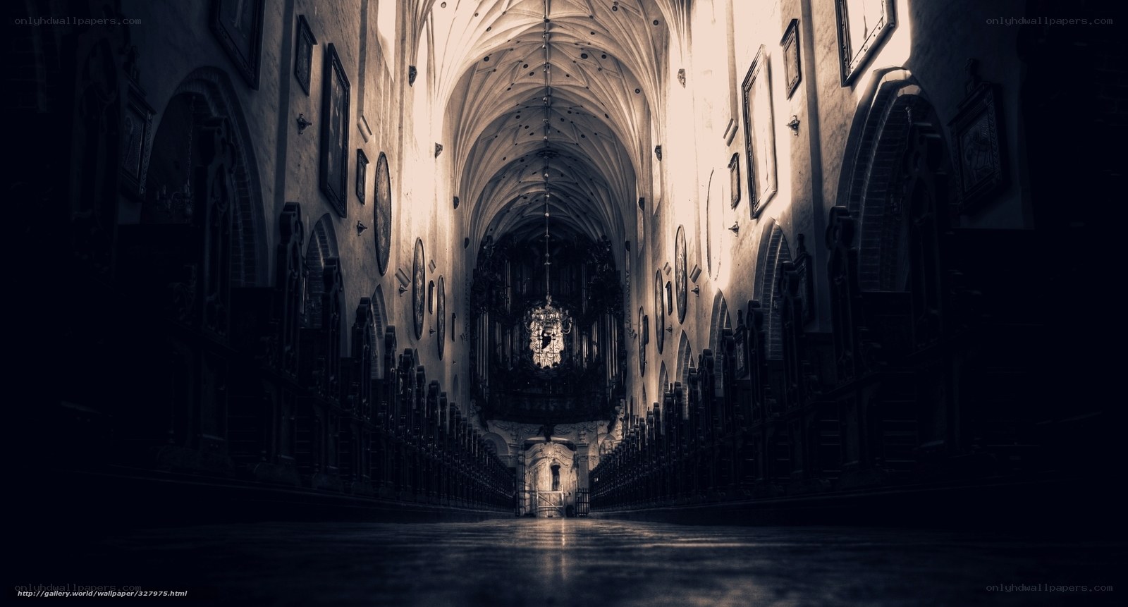Cathedral interior with organ