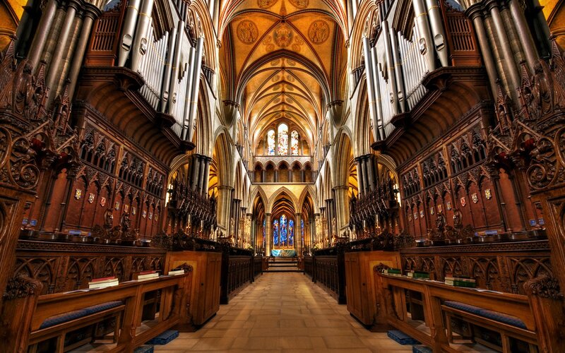 Cathedral interior with organ