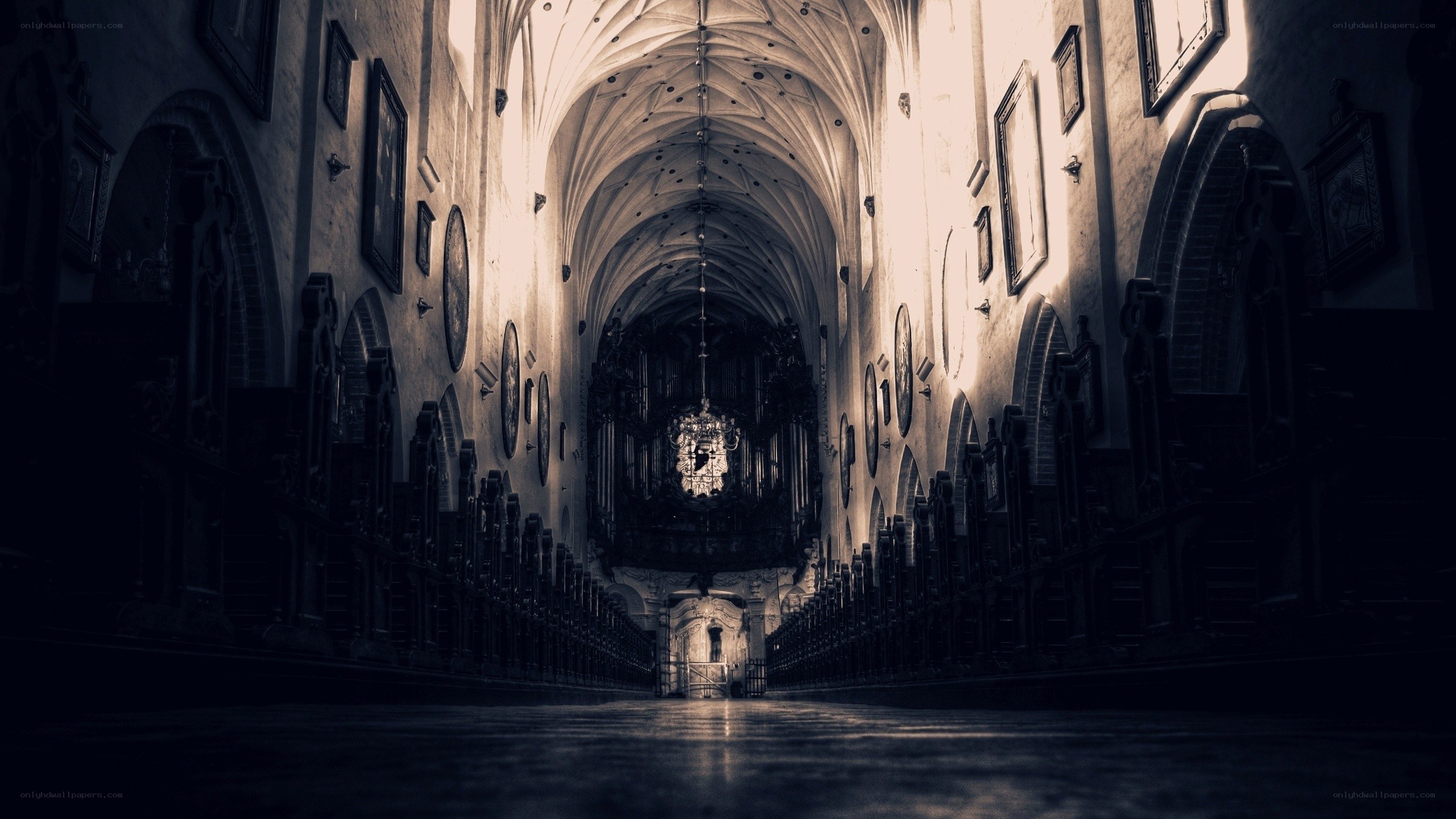 Cathedral interior with organ