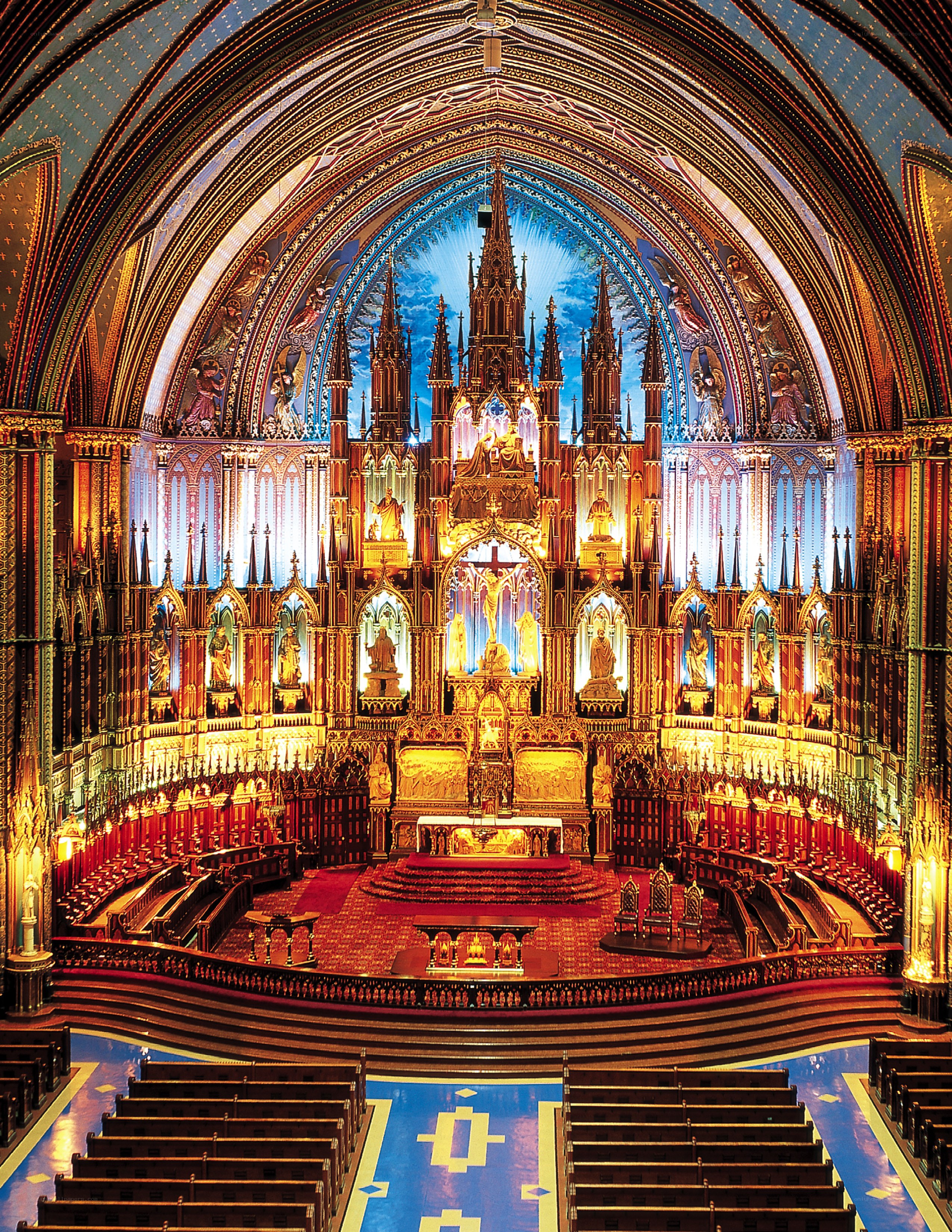 Cathedral interior with ornate altar