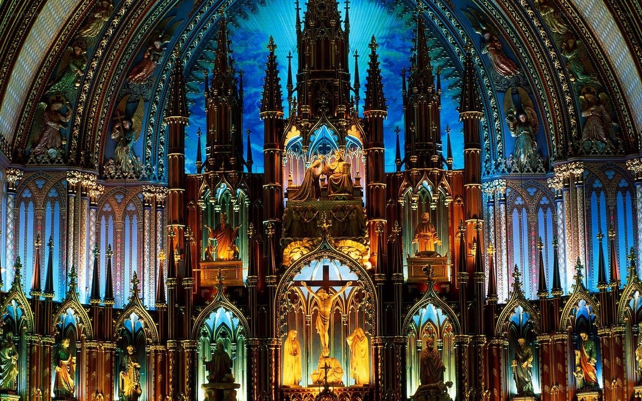 Cathedral interior with ornate altar