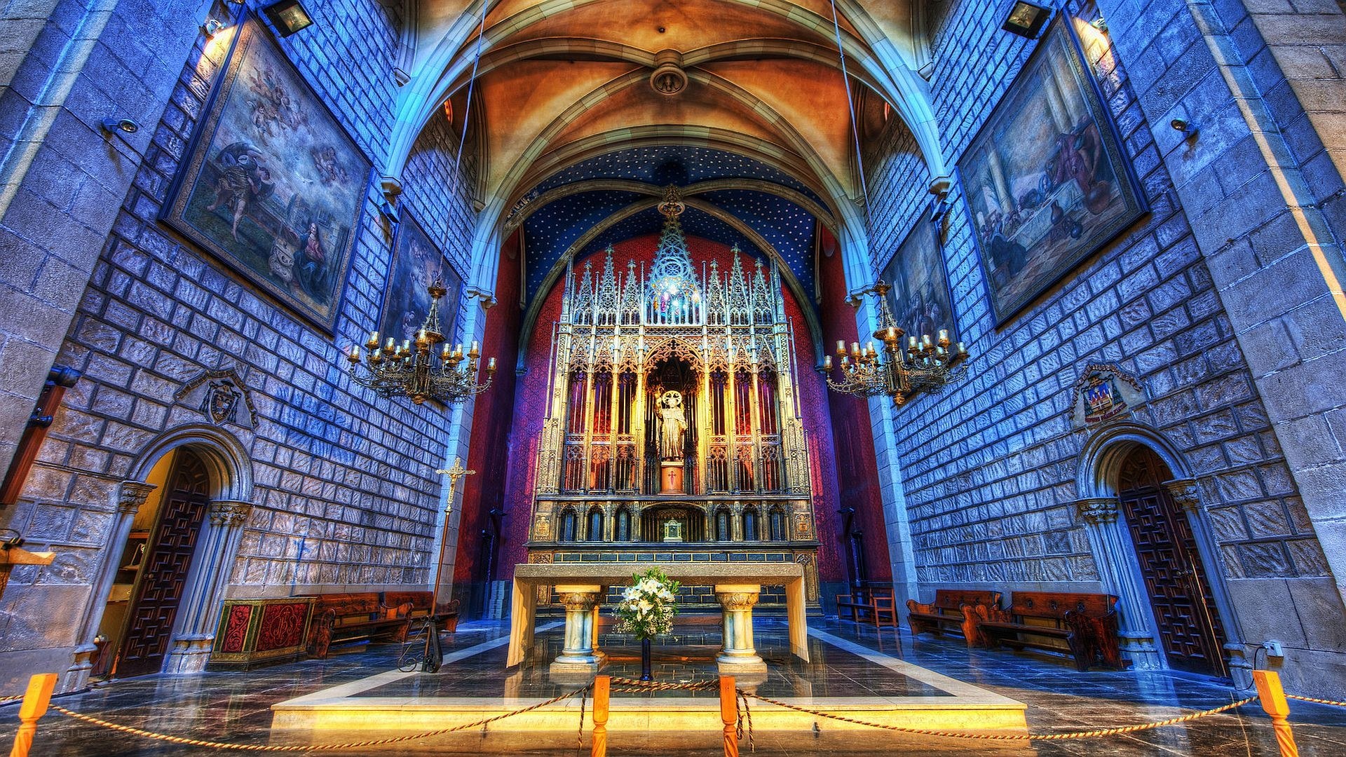 Cathedral interior with ornate altar