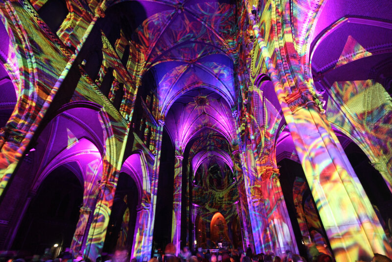 Cathedral Interior with Projections