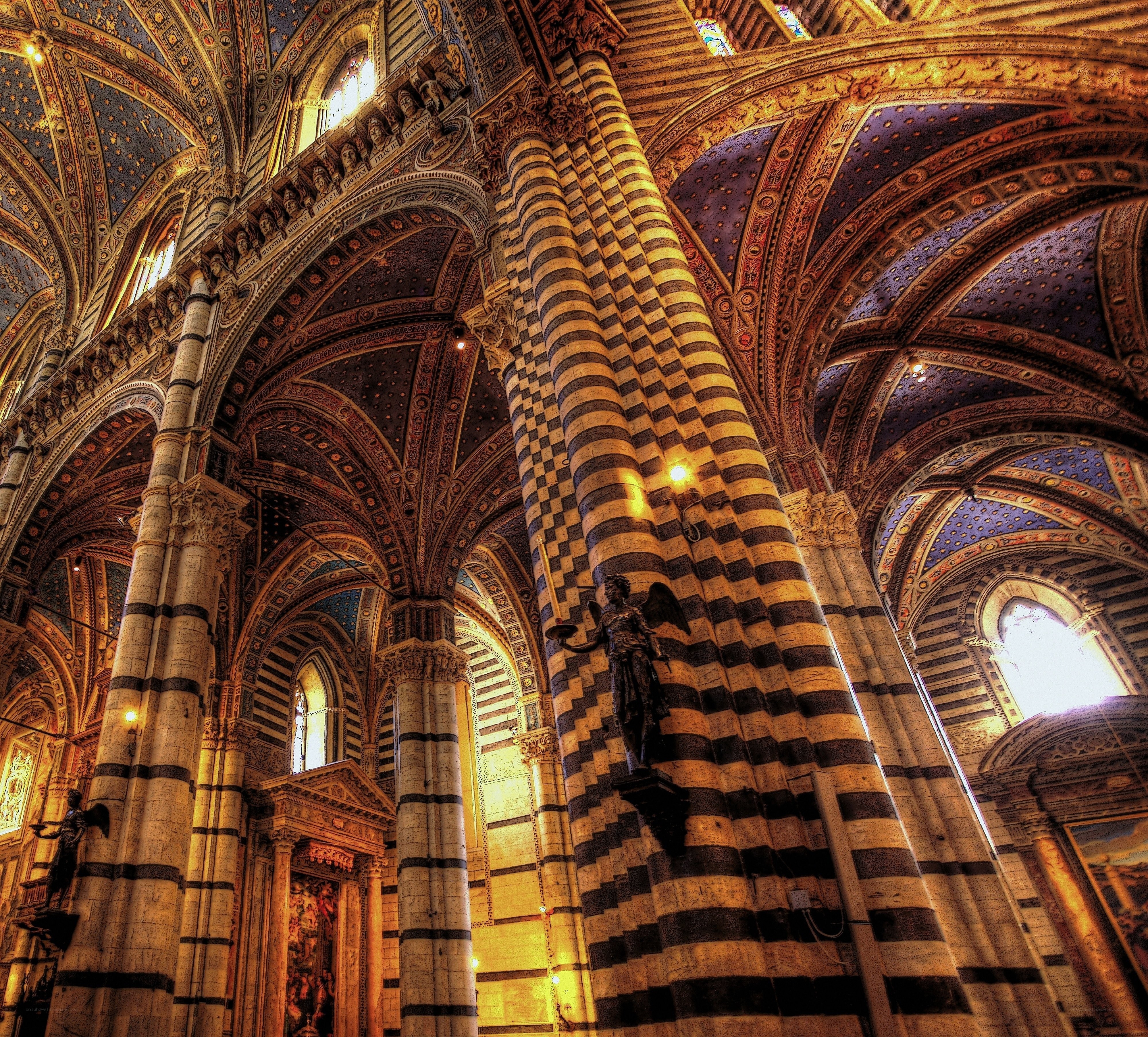 Cathedral interior with striped columns