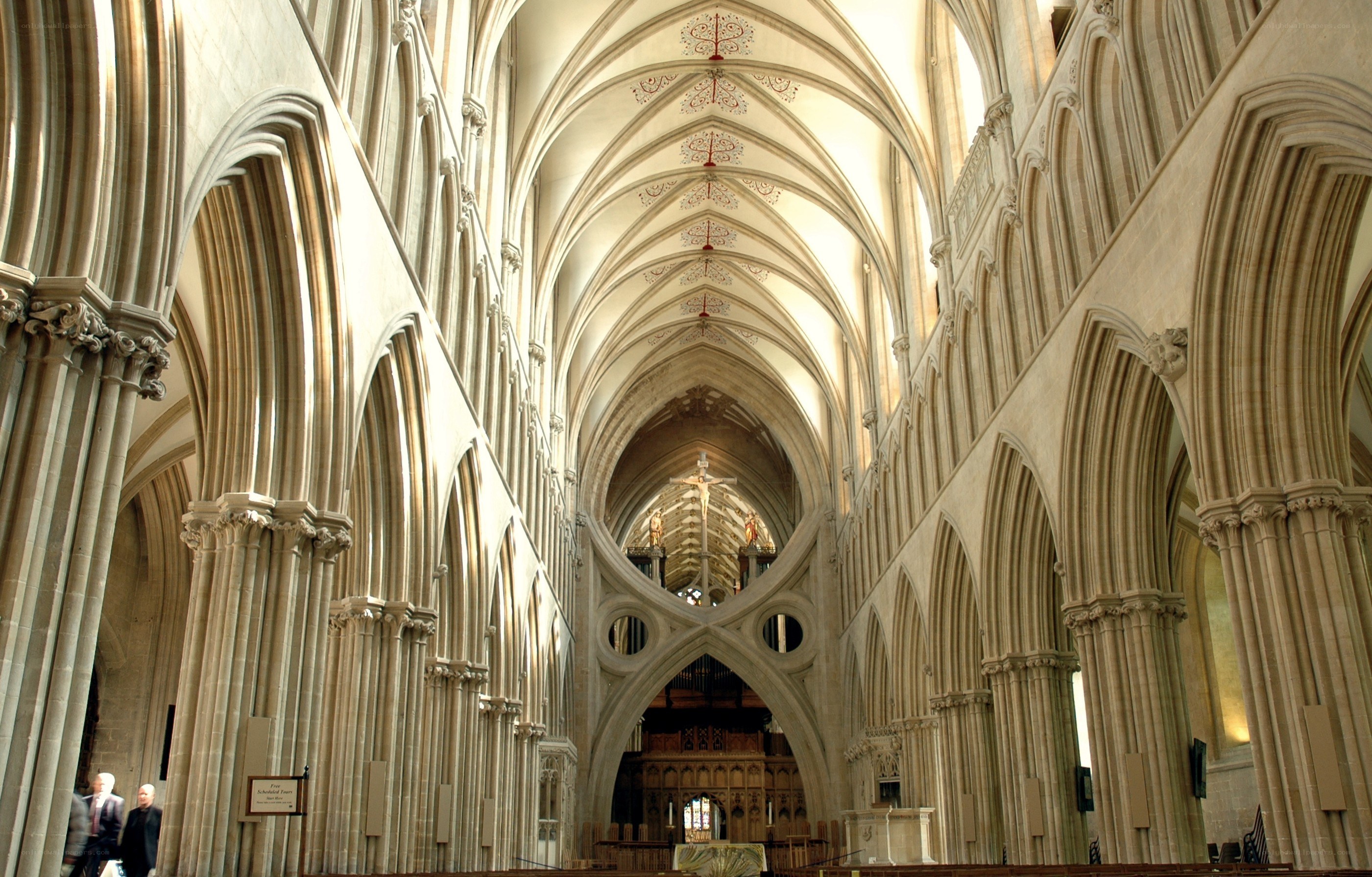 Cathedral interior with vaulted ceiling