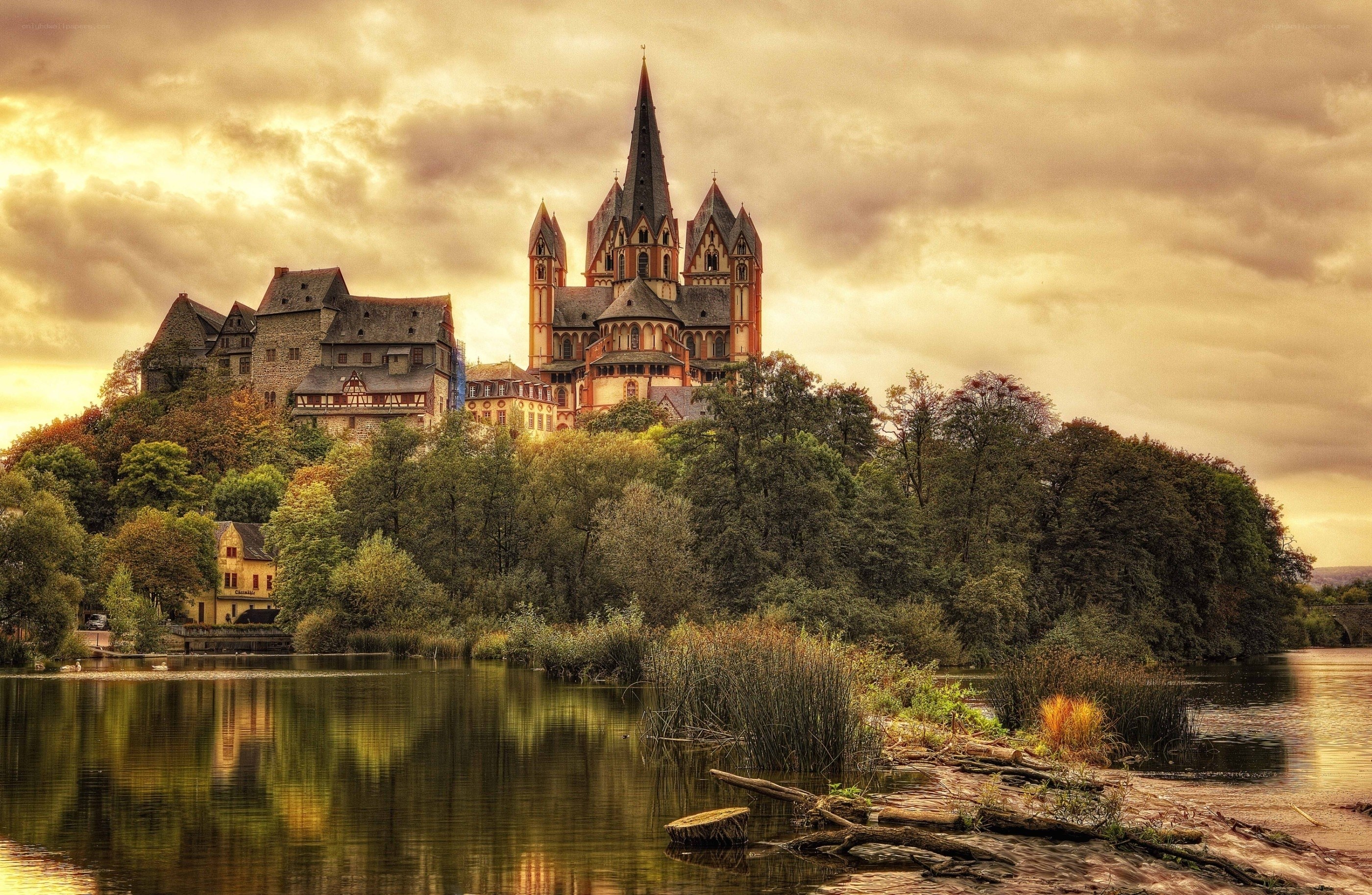 Cathedral on a hill by a river