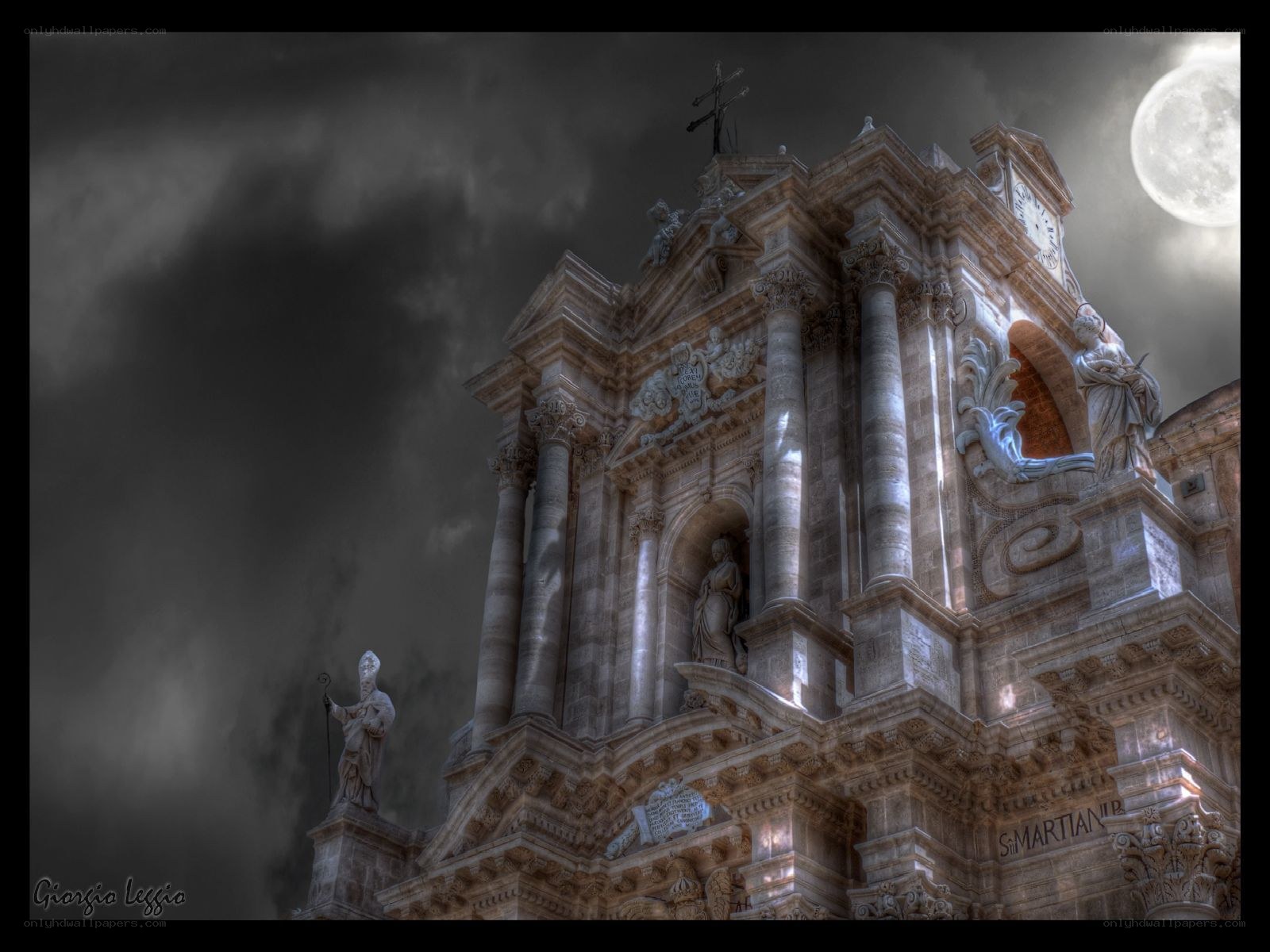 Cathedral under a full moon
