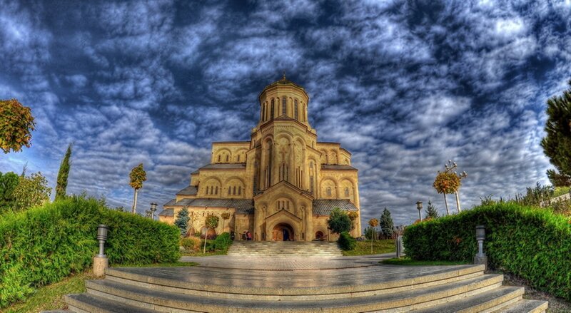 Cathedral under Cloudy Sky
