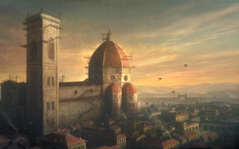 Cathedral under Construction — Orange, Dramatic
