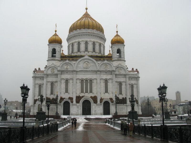 Cathedral with Golden Domes — White, Overcast