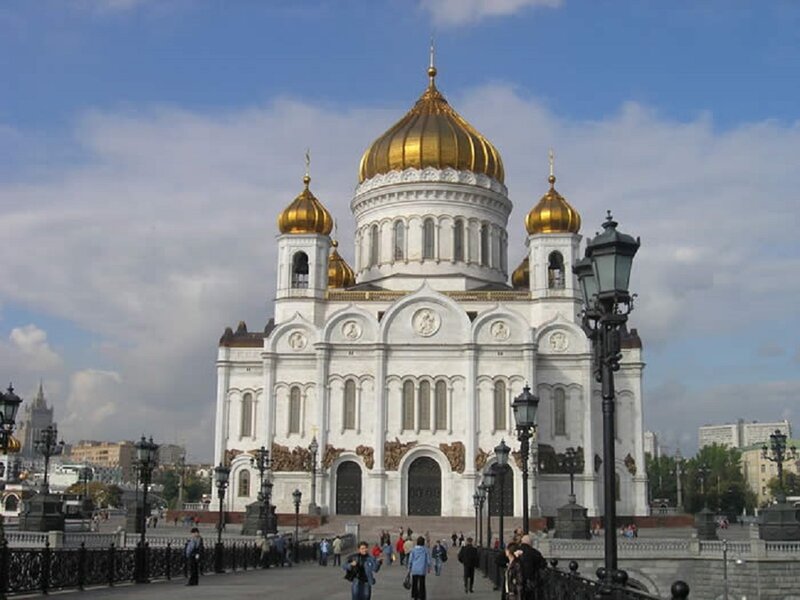 Cathedral with Golden Domes — White, Serene