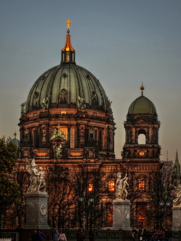 Cathedral with illuminated dome