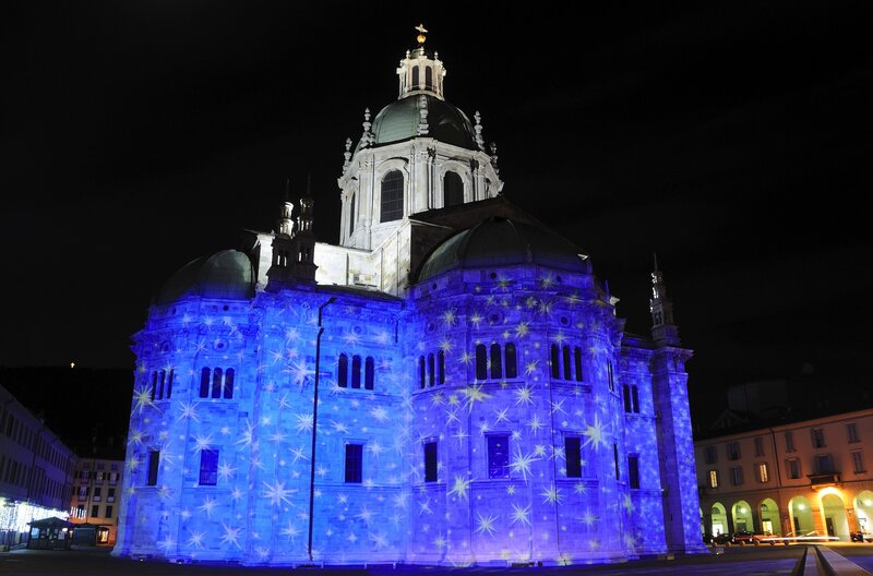 Cathedral with Light Projection — Blue
