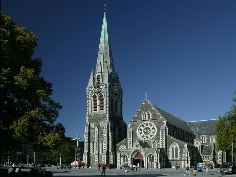 Cathedral with Tall Spire — Blue