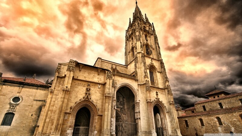 Cathedral with Tall Spire — Orange