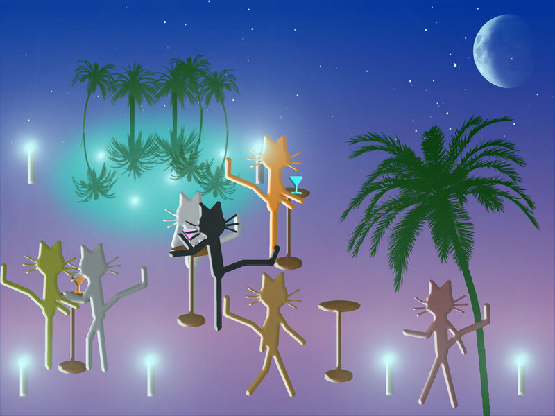 Cats at a Beach Party