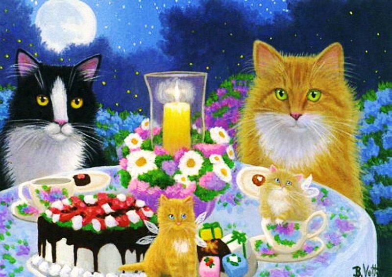 Cats at Tea Party