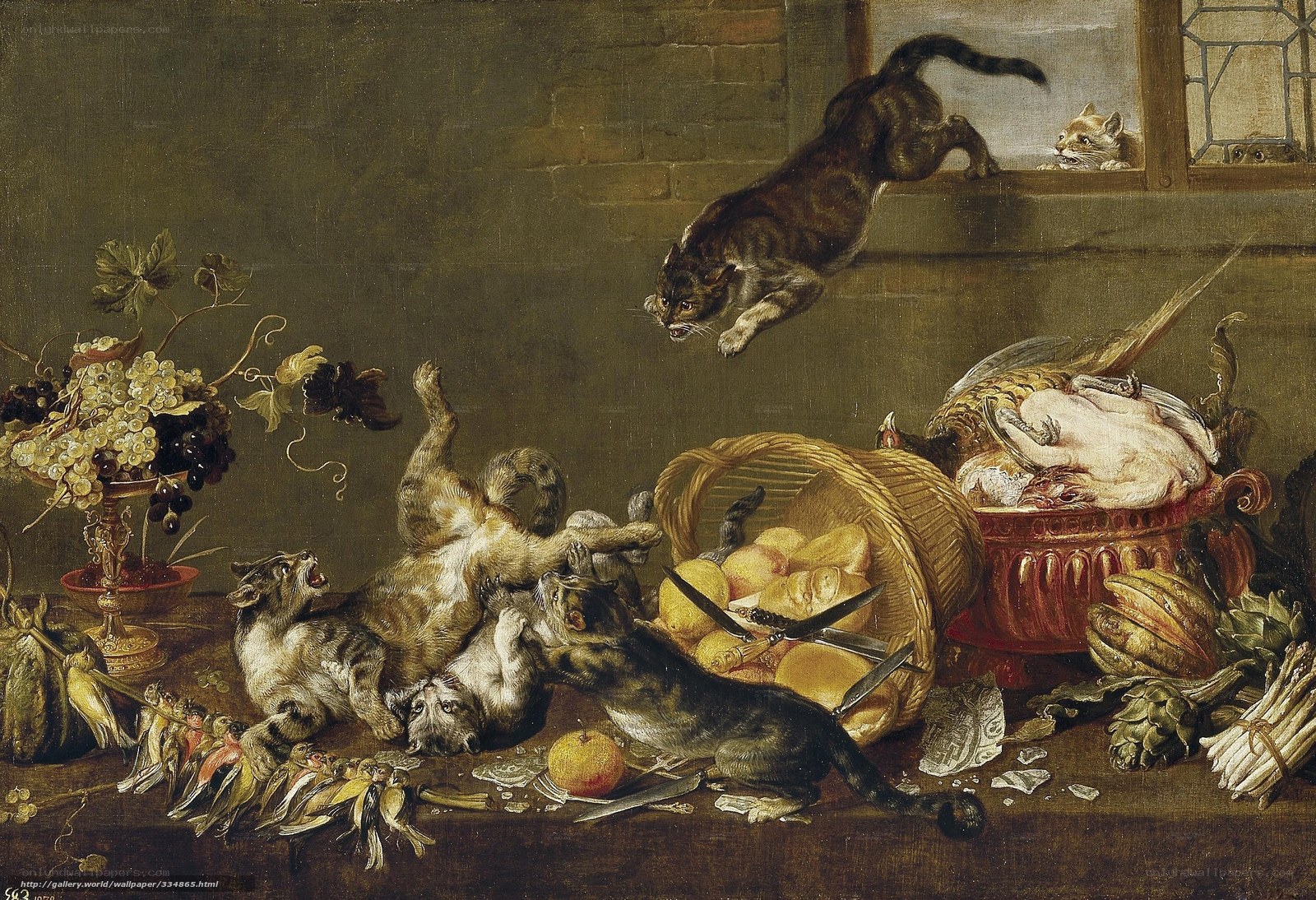 Cats fighting over food