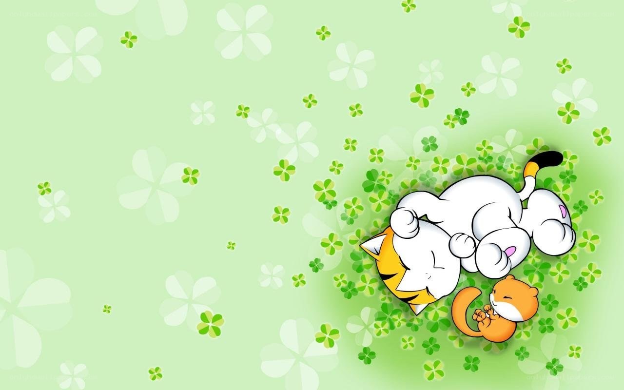 Cats in a clover field
