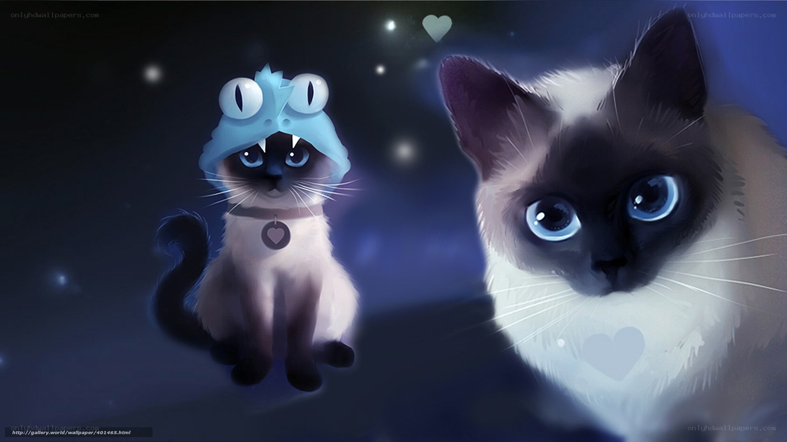 Cats in a dreamy night