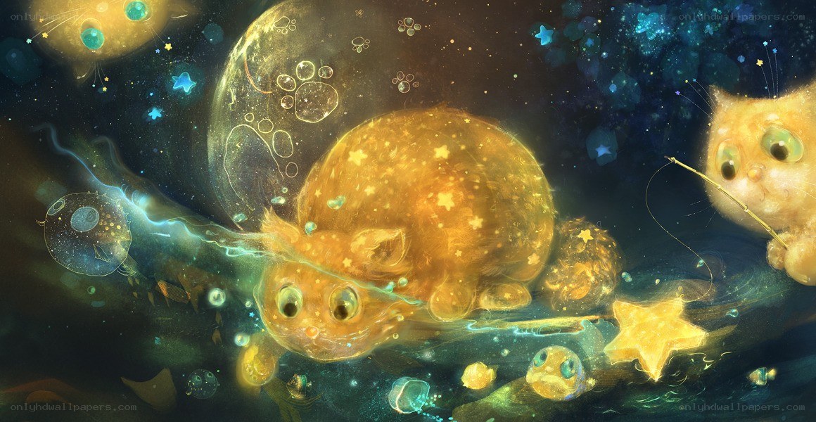 cats in a starry galaxy