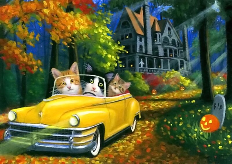 Cats in a Yellow Car