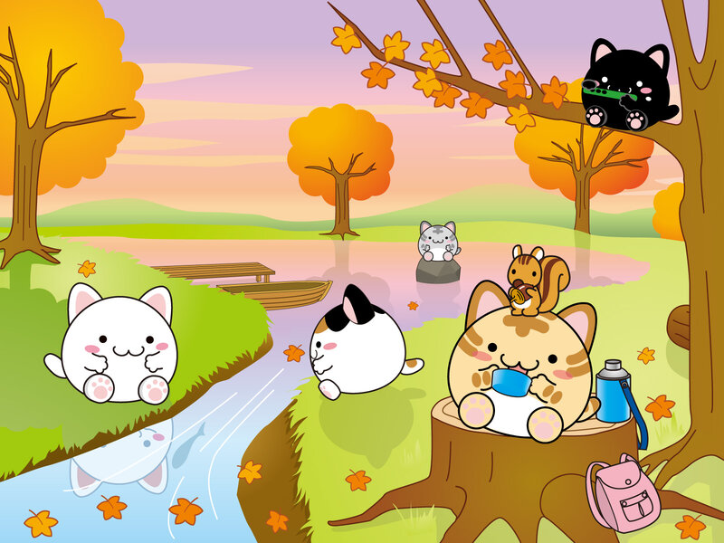 Cats in Autumn Park