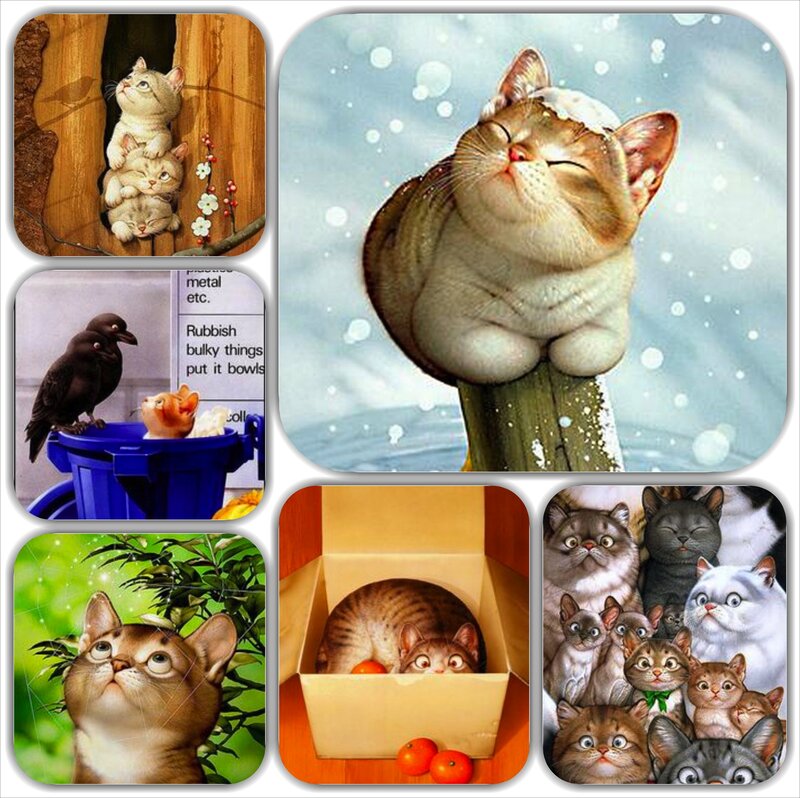 Cats in Various Scenes — Brown