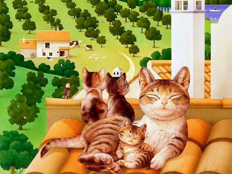 Cats on a Rooftop — Green