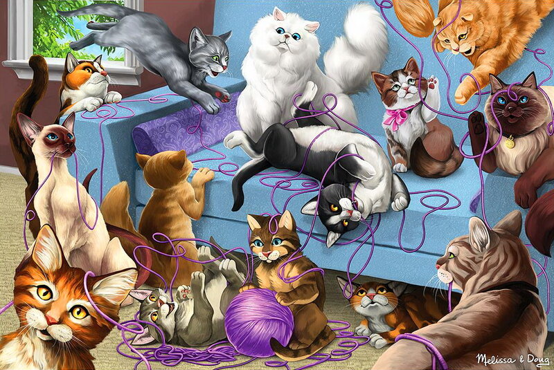 Cats Playing with Yarn