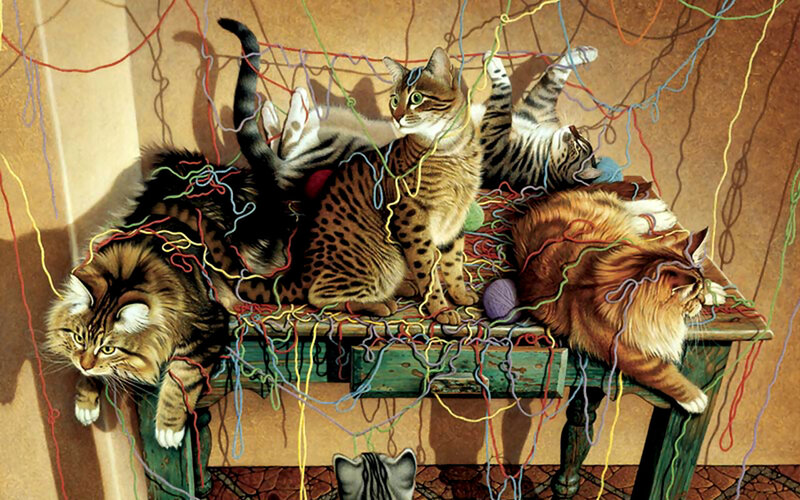 Cats Tangled in Yarn