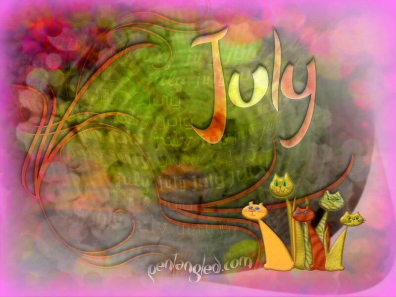 Cats with July Text