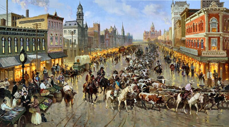 Cattle Drive in Town