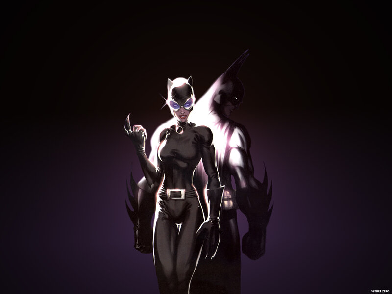 Catwoman and Batman silhouette