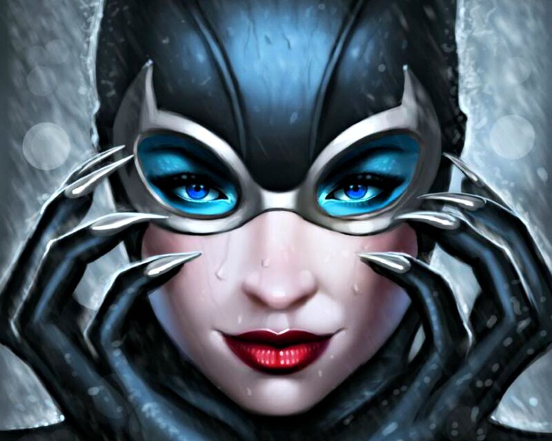 Catwoman Character — Black, Dramatic, Digital Art, Mask