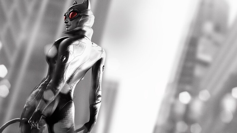 Catwoman Character — Black, Dramatic, Night, 3d Render, Cityscape