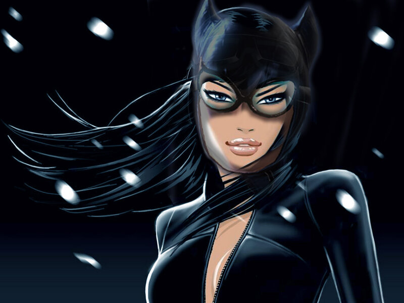 Catwoman Character — Black, Dramatic, Night, Digital Art