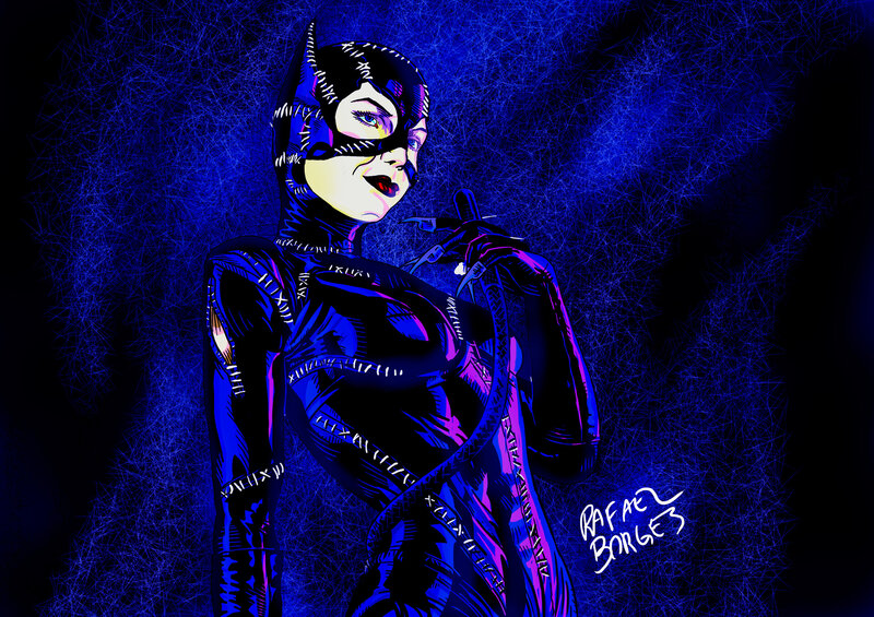 Catwoman Character — Blue, Dramatic, Night