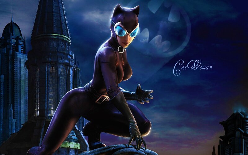 Catwoman Crouching on Rooftop