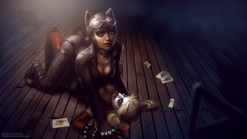 Catwoman Holding Harley Quinn