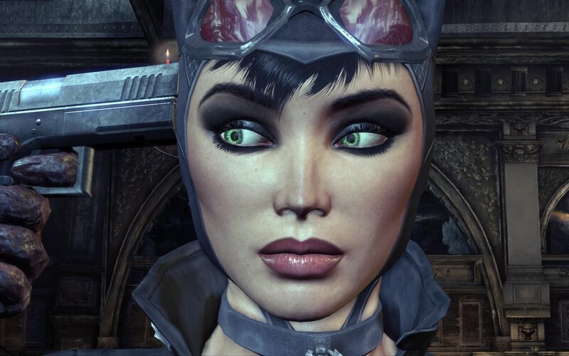 Catwoman in a dark hall
