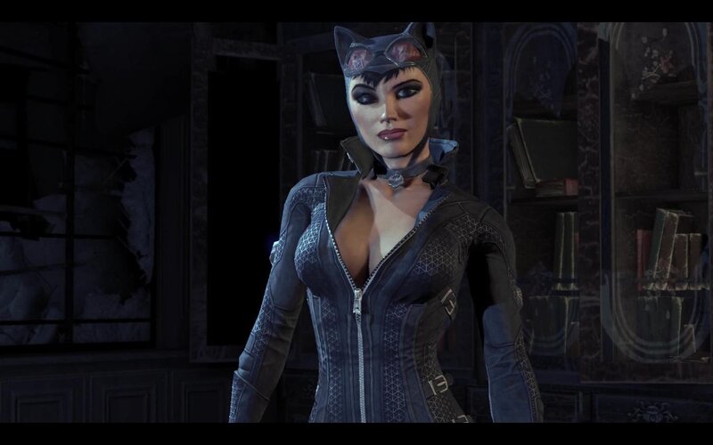Catwoman in a dark room
