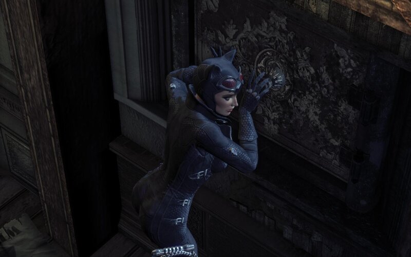 Catwoman in a dark room