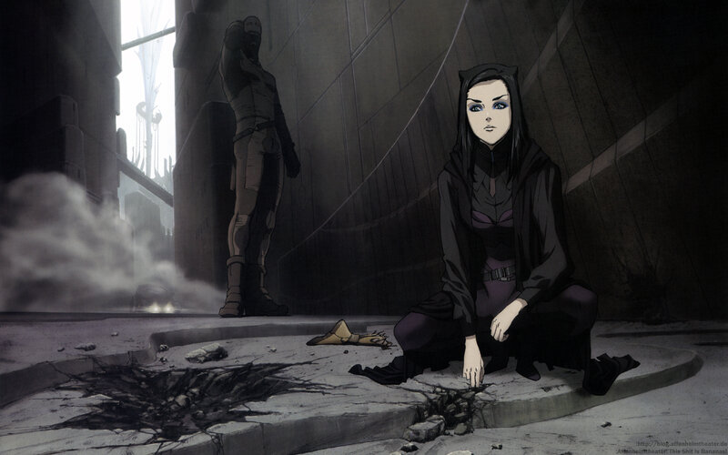 Catwoman in a ruined city