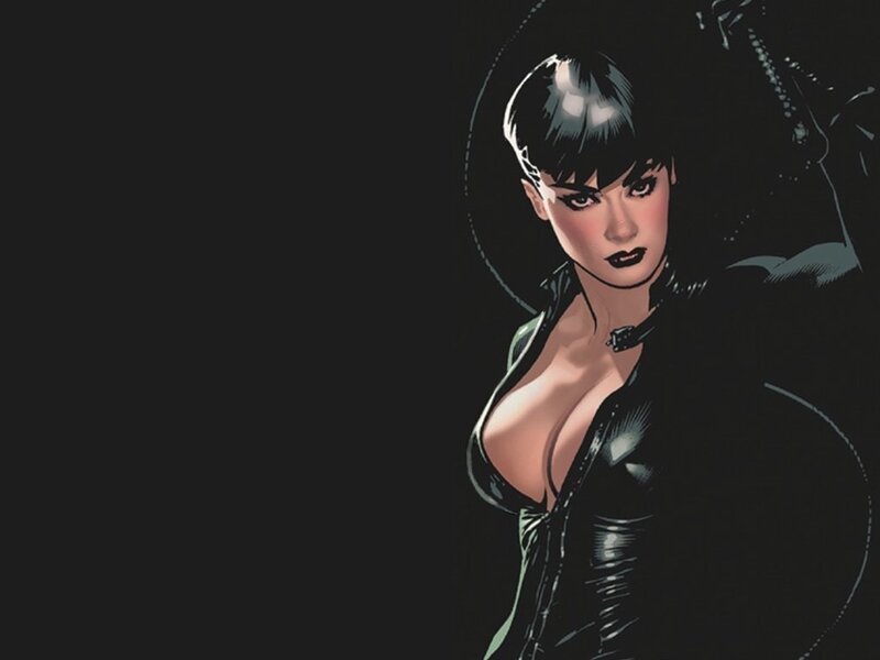 Catwoman in black leather