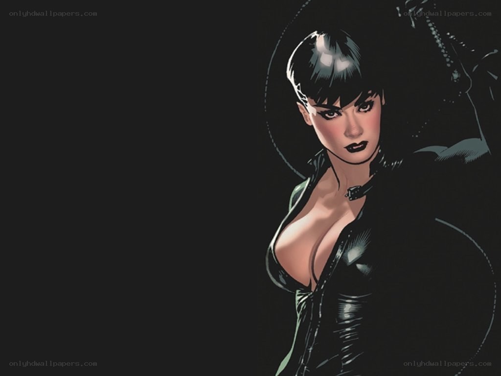 Catwoman in black leather