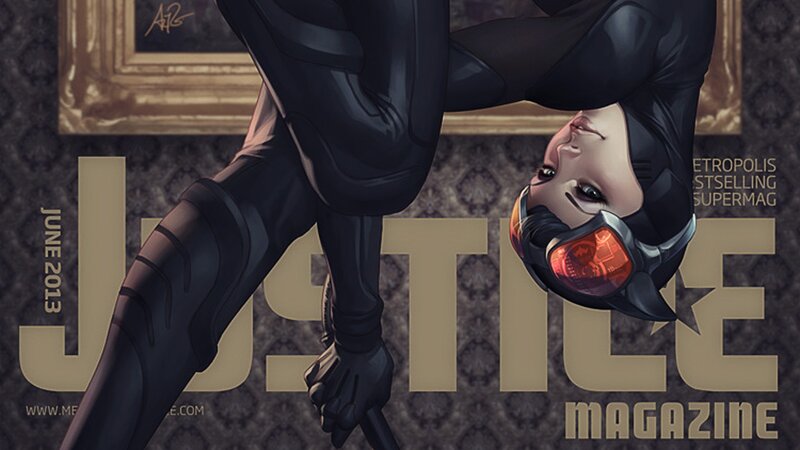 Catwoman in Black Suit — Dramatic, Digital Art, Mask