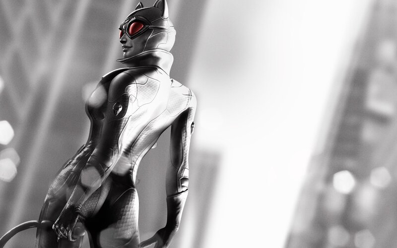 Catwoman in cityscape